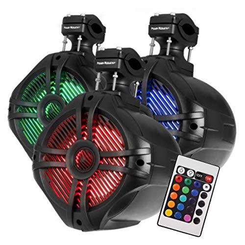 Mwt 80Bl Power Accoustik Led 6.5'' 600W Marine Boat Wake Tower Speakers