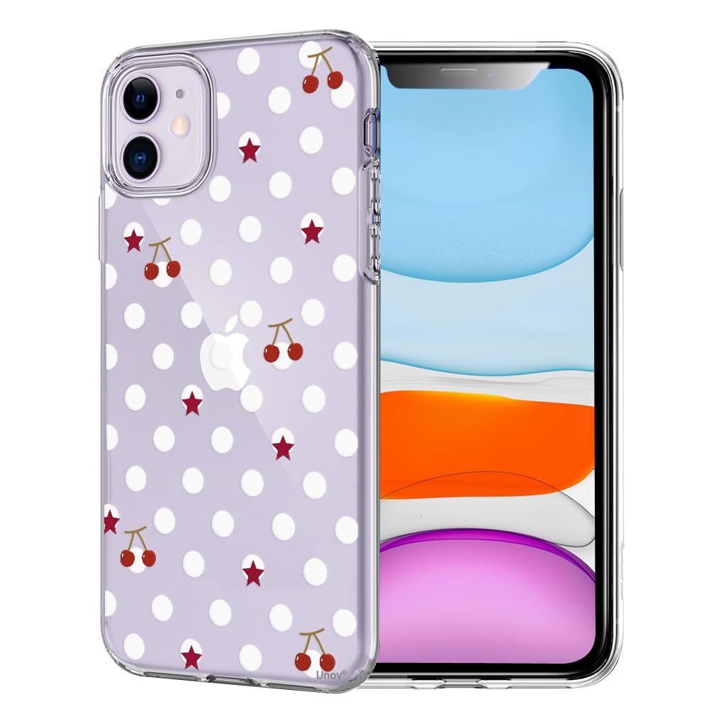 Unov for iPhone 11 Case, Clear with Design, Slim Fit Good Grip, Embossed Phone Case, Shockproof Protective Cover, Raised Camera 