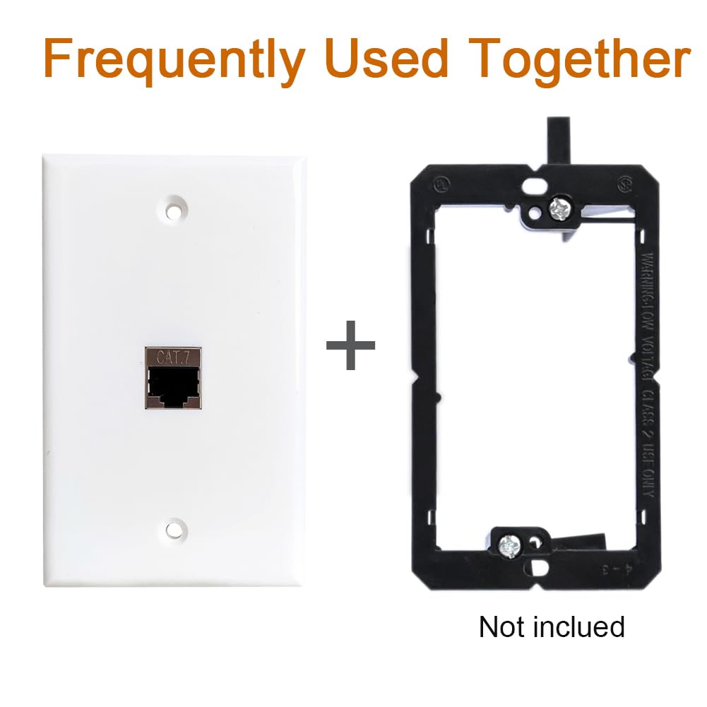 Boplat Single Gang Ethernet Cat7 Wall Plate Female To Female   1 Port Shielded Network Cat 7 Rj45 Keystone Jack Outlet Wallplate