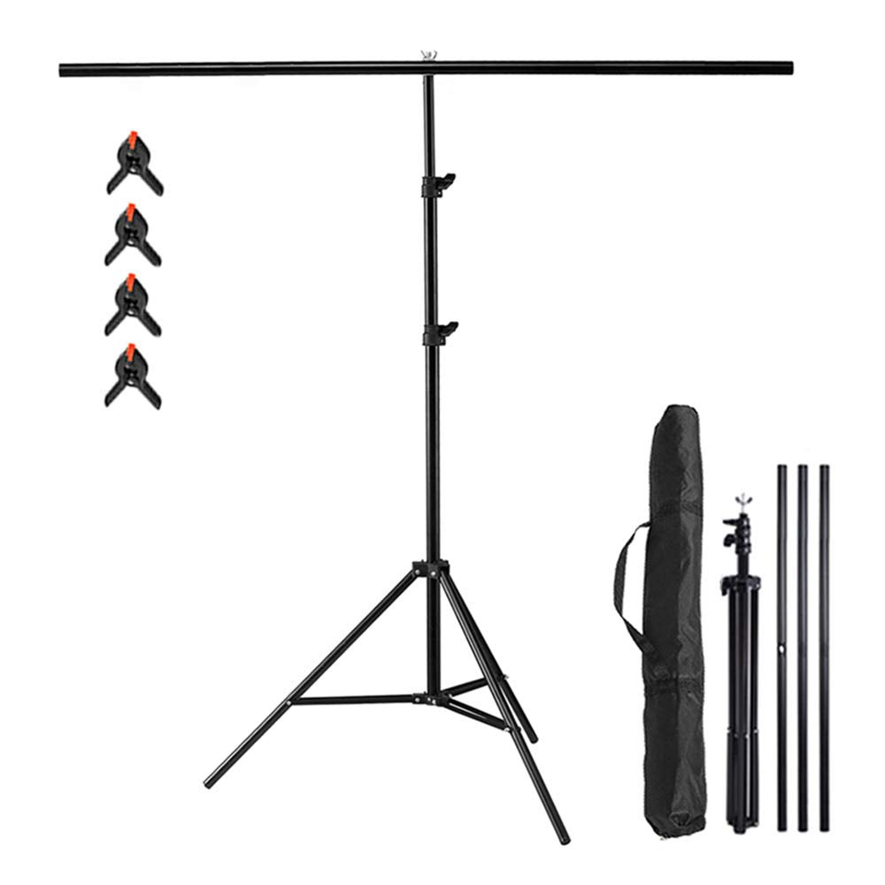 Meking T Shape Backdrop Stand 6.56Ft X 6.56Ft / 2M X2M Background Support System With Carrying Bag & Clips Kit For Muslin Vinyl