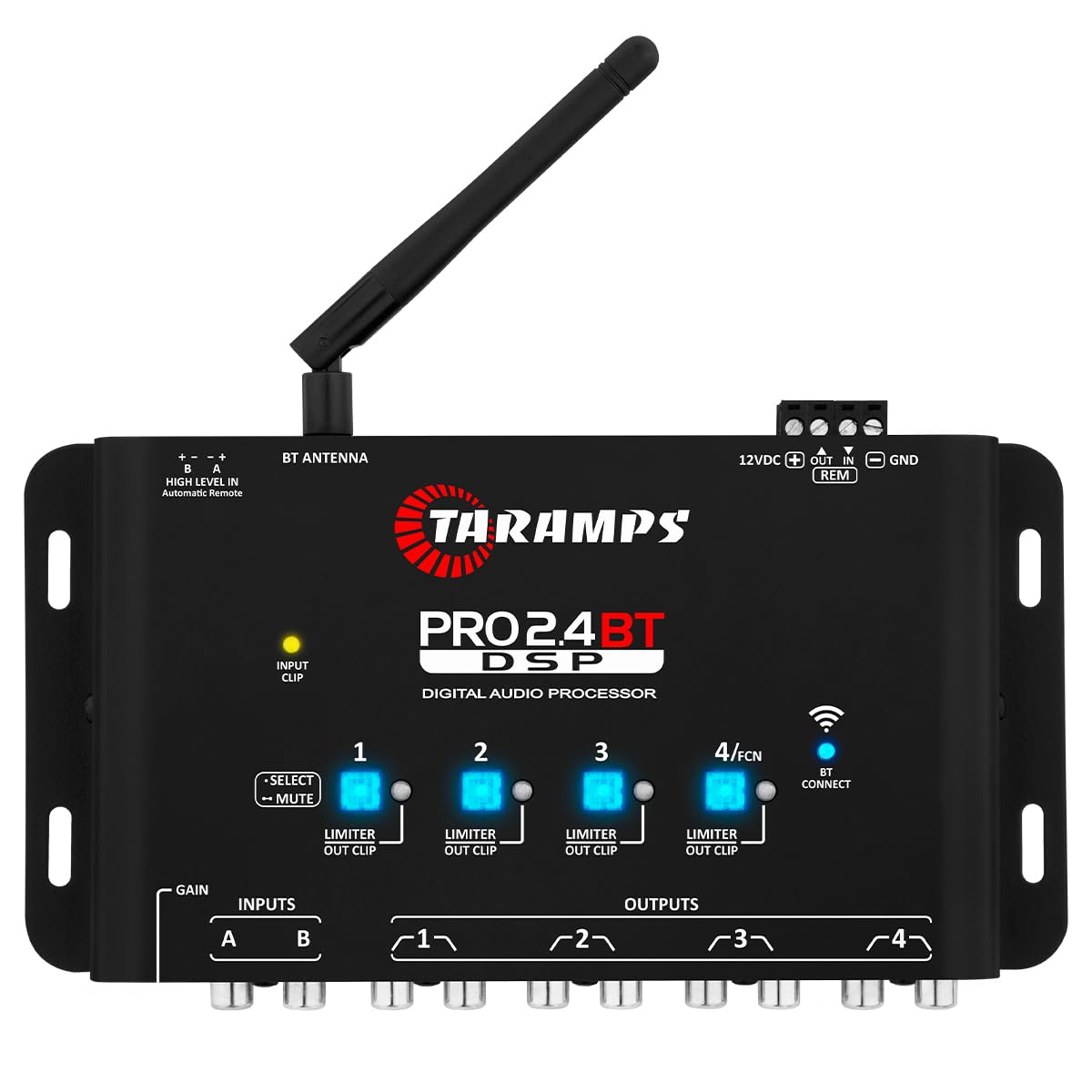 Taramps Pro 2.4 BT Bluetooth DSP Crossover Full, Digital Signal Processor, Car Audio Equalizer with App, Gain up to 9V, 15 Band 