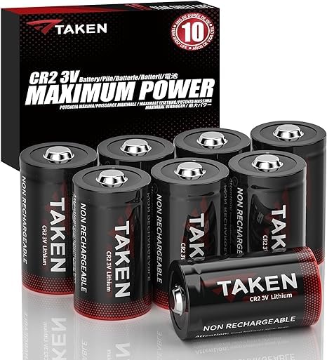 Taken Cr2 Lithium Battery 8Pack, 850Mah Non Rechargeable Cr2 For Golf Rangefinder, Alarm Systems, Motion Sensor, Smoke Detector,