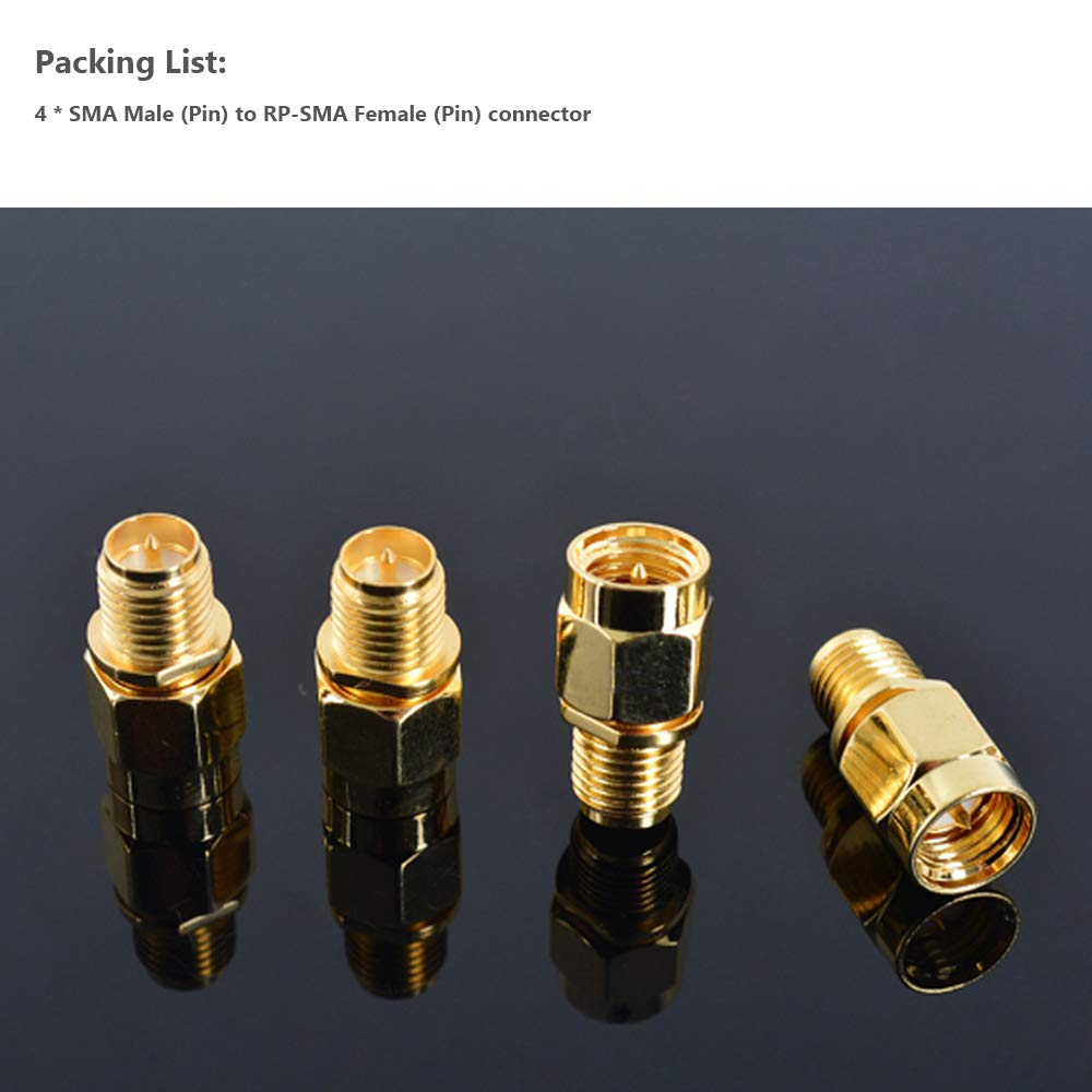 Coronir (4Pack Sma Adapter Sma Male To Rp Sma Female Jack Connector For Rf Coax Cable Wi Fi Antenna/Signal Booster/Repeaters/Radio/Extension Cable/Fpv Drone