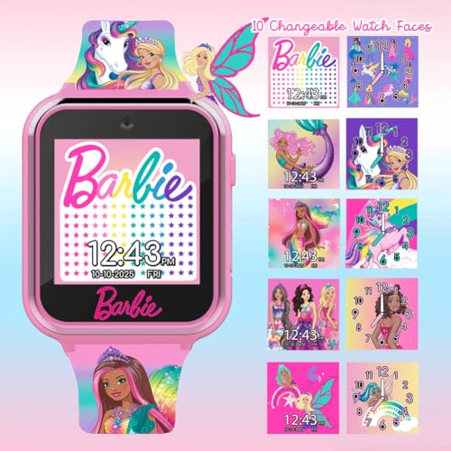 Barbie Kids Smartwatch - Interactive Fun With 10 Watch Faces, Camera, Games, Alarm, Step Tracker & More - Stylish Gift For Girls