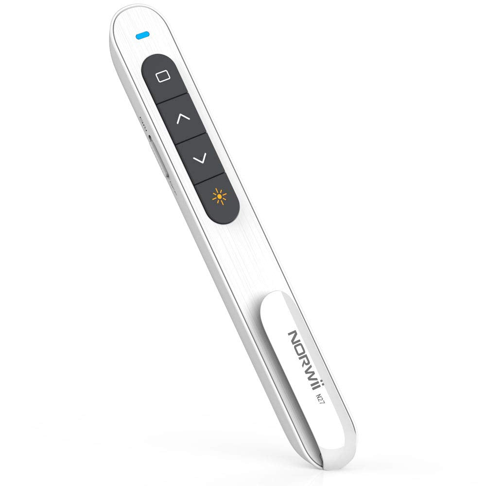 Norwii Presentation Clicker, Long Range Clicker For Powerpoint Presentations, Hyperlink Volume Control Wireless Presenter Remote