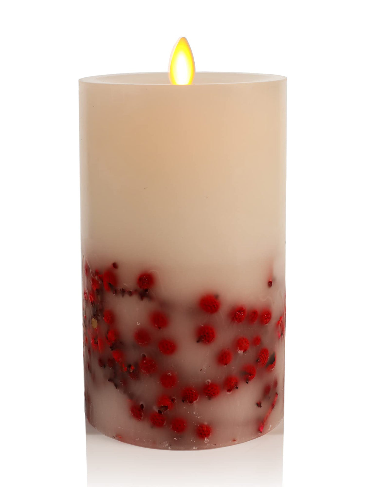Luminara Flameless Led Candle Embedded Moving Flame Pillar Unscented Real Wax With Recessed Edge, Remote Ready, Timer (6.5-Inch,