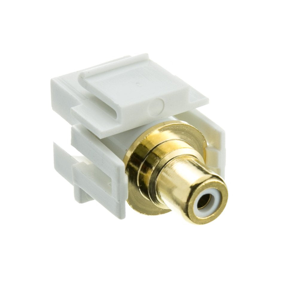 Cablewholesale Rca Female To Rca Female, White Recessed Rca Coupler Adapter With White Keystone Insert, White Rca Jack Connector