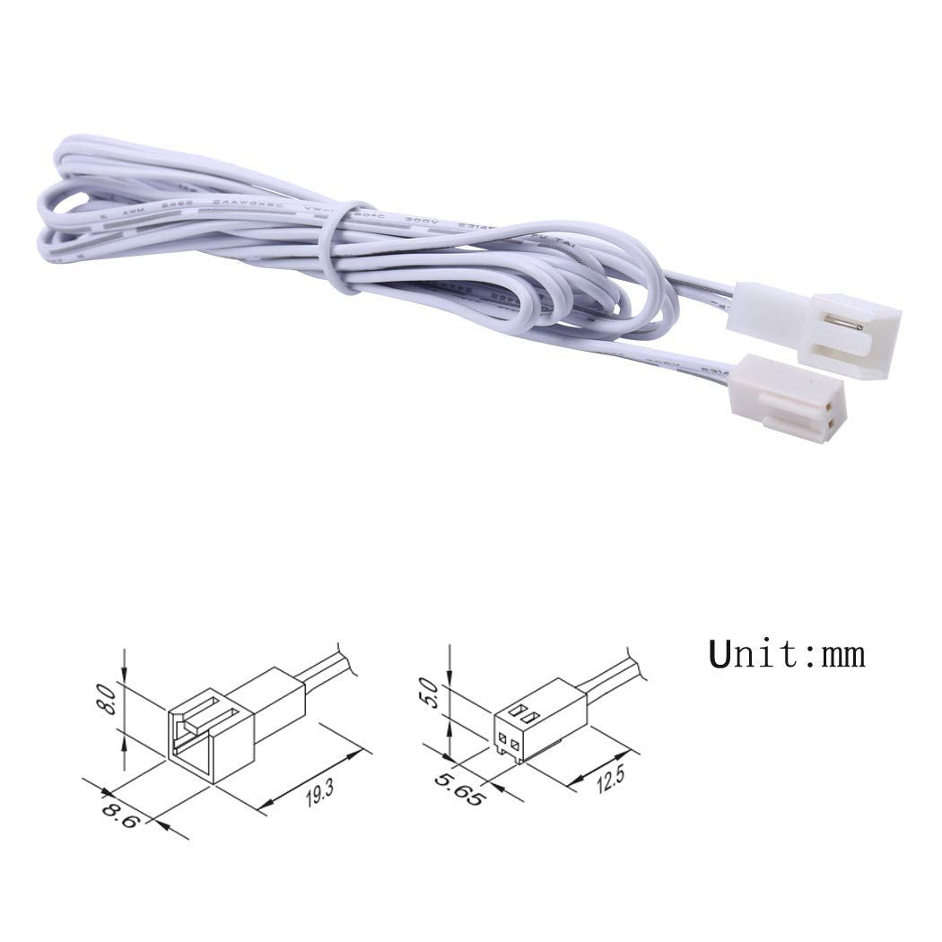 Flexible Extendable Cables For Aiboo Led Under Cabinet Lighting Kit White Cord 60 Inch Extension Cords (2 Pin White Cords, 4 Pac