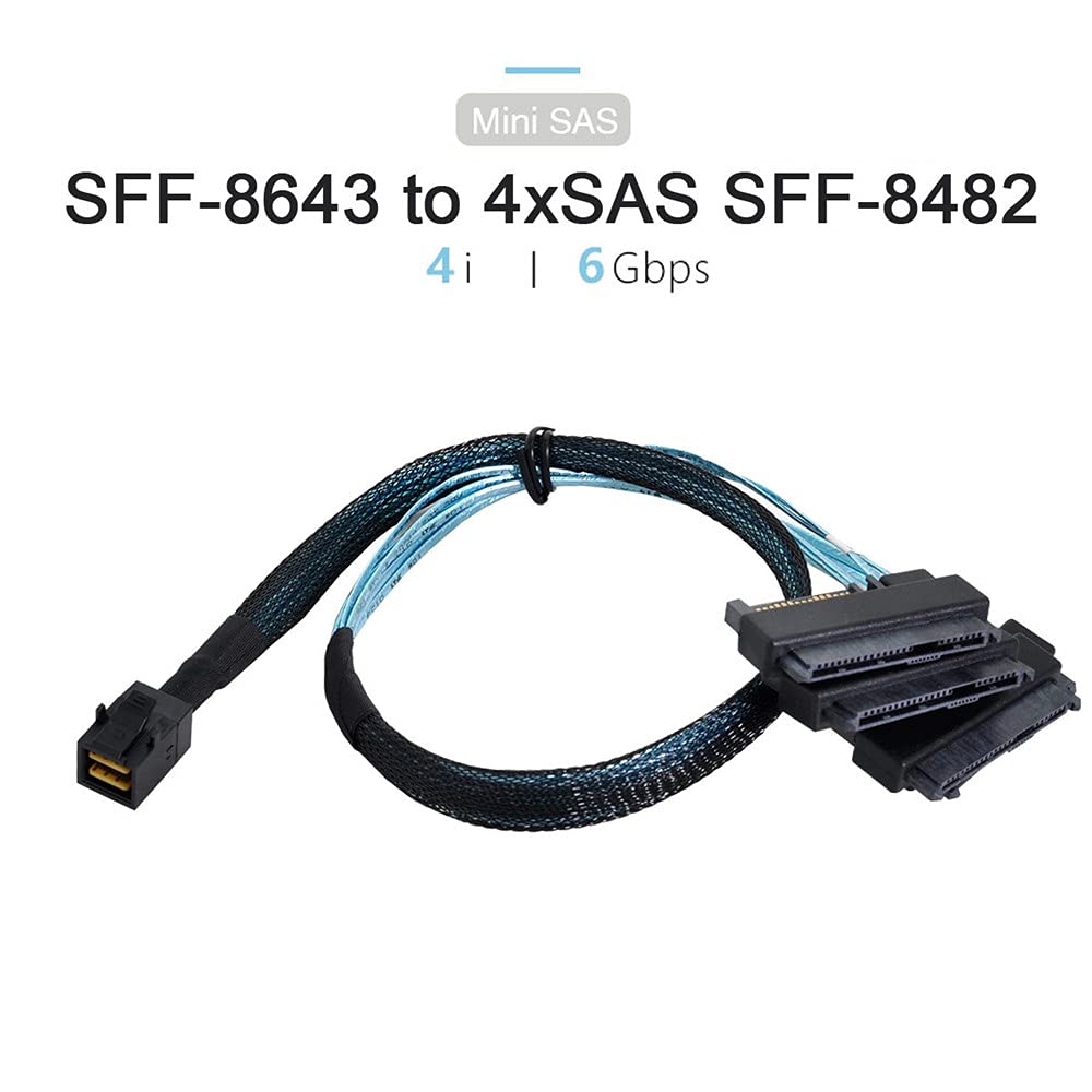 Xiwai Internal Mini Sas Sff 8643 Host To 4 Sas 29Pin Sff 8482 Target Disk 6Gbps Data Server Raid Cable