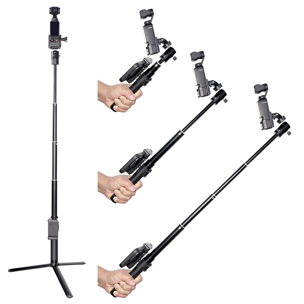 MAXCAM Selfie Stick Tripod Extension Rod for DJI Osmo Pocket 3, 90CM Aluminum Alloy Extension Rod + Aluminum Alloy Tripod.