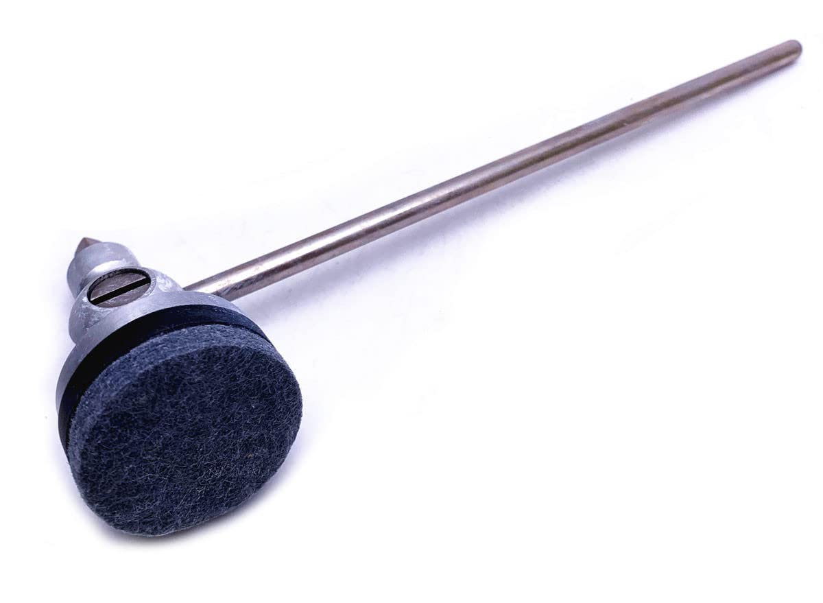 Tuoren Stainless Steel Shaft Bass Drum Beater Pedal Hammer Felt Beater Head Percussion Instrument Parts (Silver A)