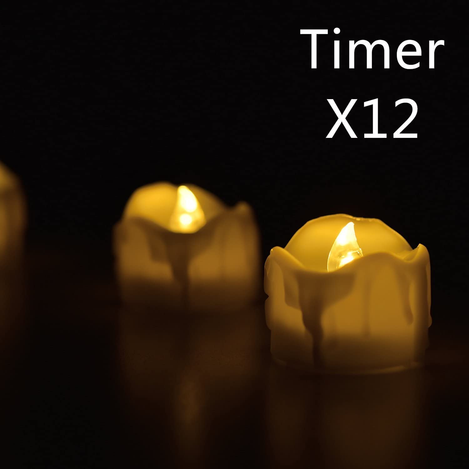 Elander Led Tea Lights Flameless Candle With Timer, 6 Hours On And 18 Hours Off, 1.4 X 1.3 Inch, Warm White, [12 Pack] (New Warm