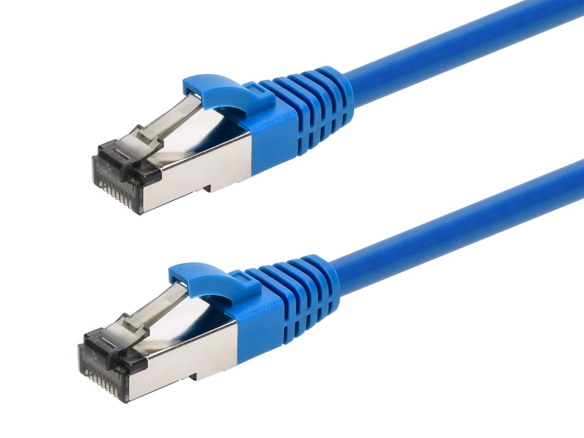 Monoprice Cat8 30Ft Blue Patch Cable Double Shielded (S/Ftp) 28Awg 2Ghz 40G Pure