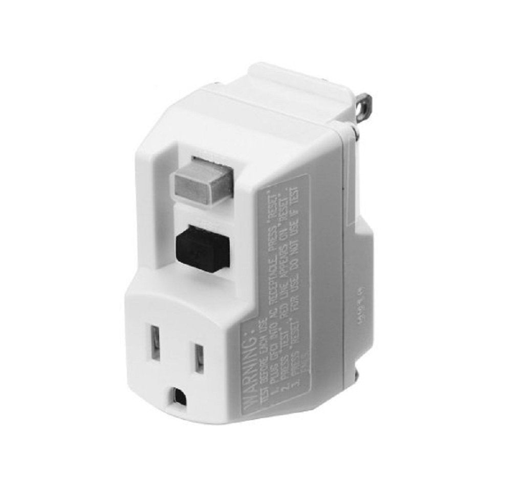 Woods 14650006 6 Shockshield White Gfci Plug With Surge Protection, Prefect For Power Tools, Portable Compact Size, Prevents Unm