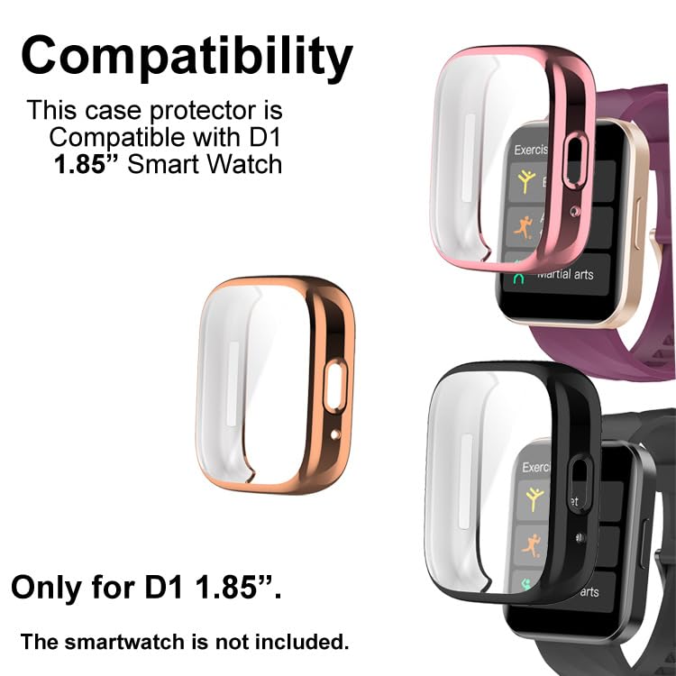 Smaate Watch Cases Compatible With Ruimen D1 1.85    Smart Watch, Tpu Case With Screen Protector, Protecting Watch Body & Screen