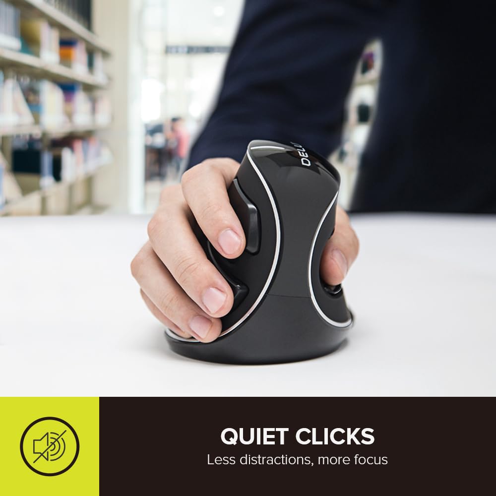 Delux Wireless Ergonomic Vertical Mouse   2.4G With Usb Receiver, Silent Clicks, 1600 Dpi, 6 Buttons, Removable Wrist Rest, For