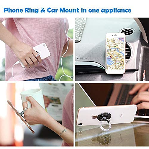 Airfly Phone Finger Ring Holder, 4 In 1, Universal Metal Phone Ring, Table Stand Kickstand, Car Vent Mount, Finger Grip Compatib