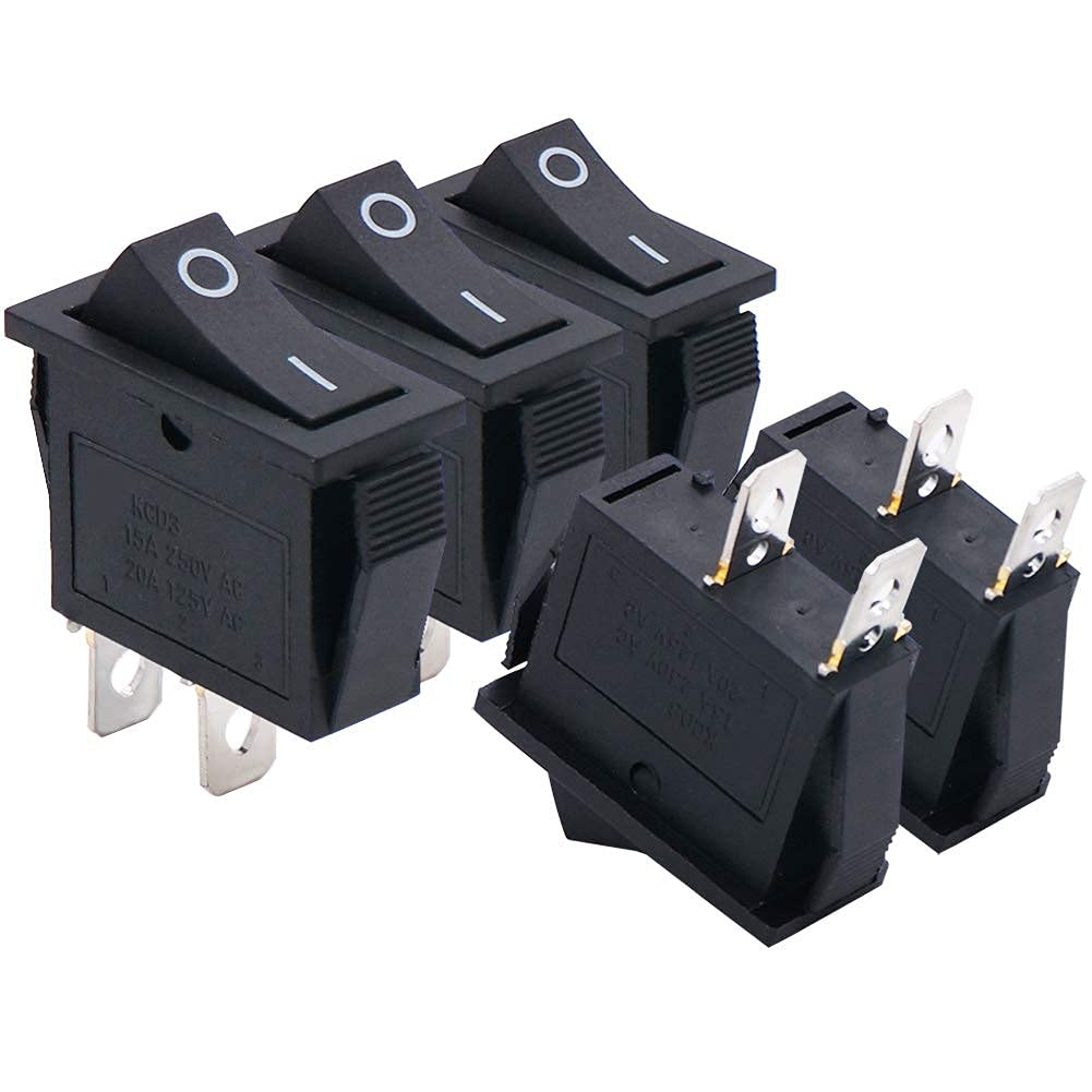 Twidec/5Pcs Rocker Switch 2 Pins 2 Position On/Off Ac 15A/125V 20A/12Vdc Spst Car Boat Black Rocker Switch Toggle Kcd3 101