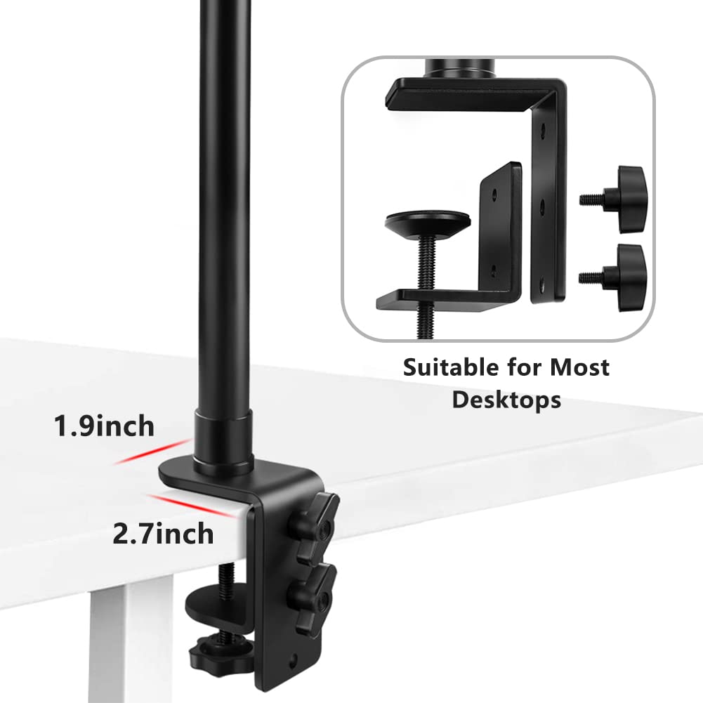 Tinpops Camera Desk Mount Stand, 12.4 20.8'' Adjustable Desktop C Clamp Mounting Stand, Aluminum Tabletop Light Stand With 1/4''