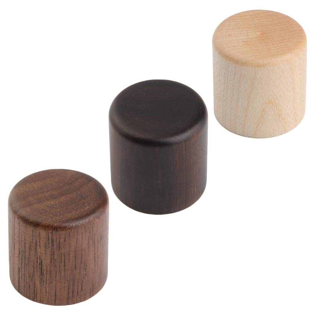 Kaish 2 Pack Wood Knobs Tele Style Flat Top Dome Knobs Guitar Bass Wood Knob Barrel Knobs Walnut Wood