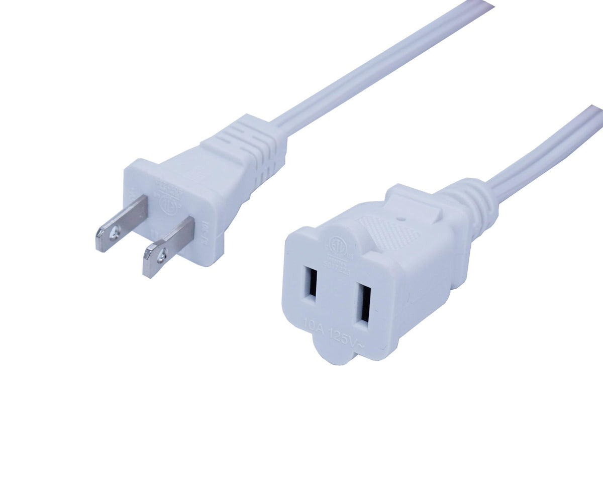 Extension Cord 10 Ft,Thin Extension Cord Male Female Single Plug White Extension Power Cable 18 Awg 10 A 125 V, Nema 5 15P To Ne