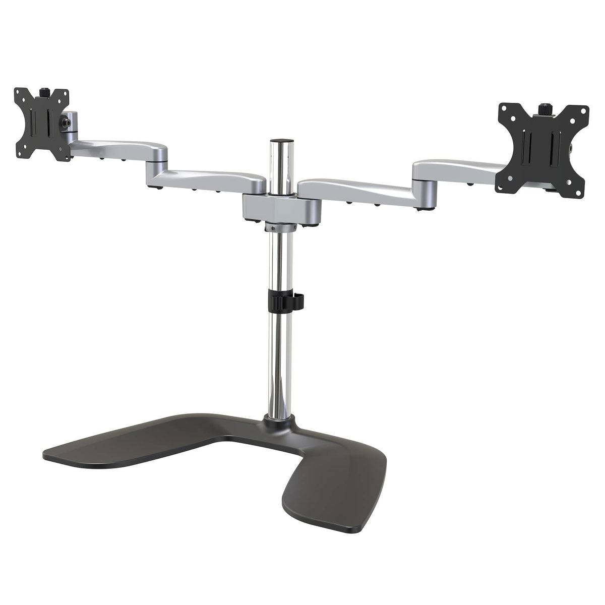 StarTech.com Dual Monitor Stand - Ergonomic Desktop Monitor Stand for up to 32' VESA Displays - Free-Standing Articulating Universal Computer Monitor Mount - Adjustable Height - Silver (ARMDUALSS)