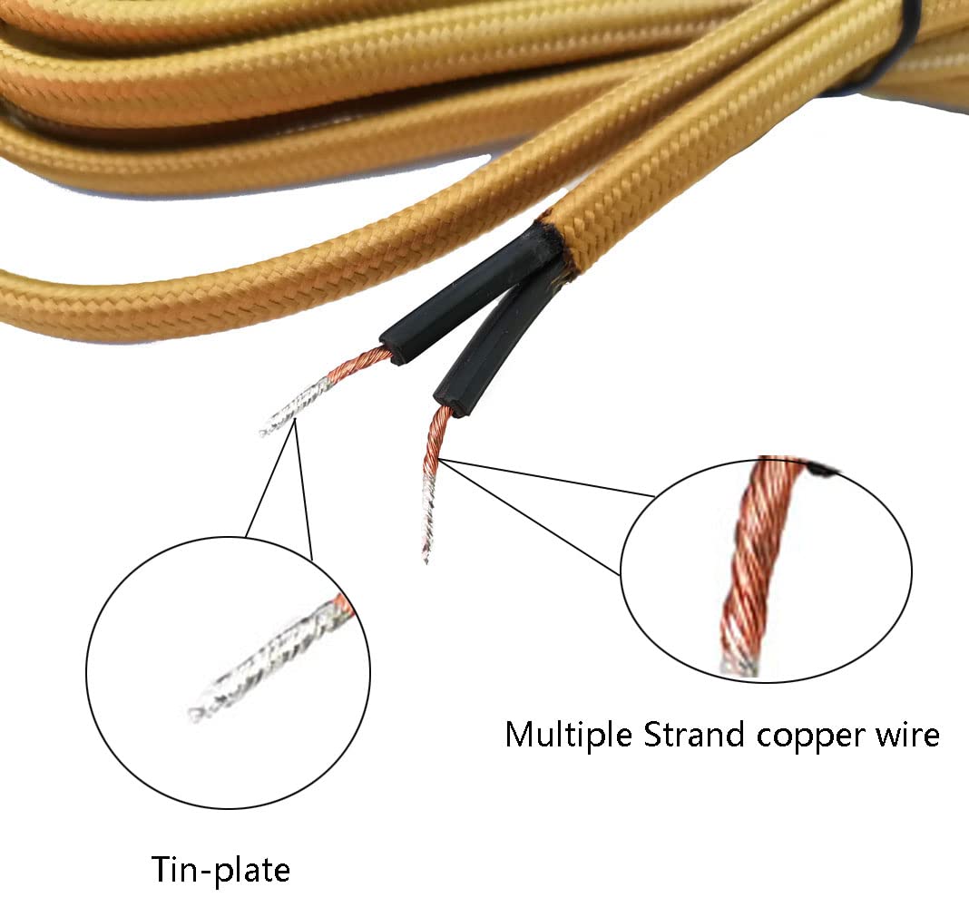 Hyamass 2 Pack 8Ft Rayon Cloth Covered Lamp Cord Flat Plug With Polarized End, Spt 2 Ul Listed Appliance Wire For Table Lamps, P