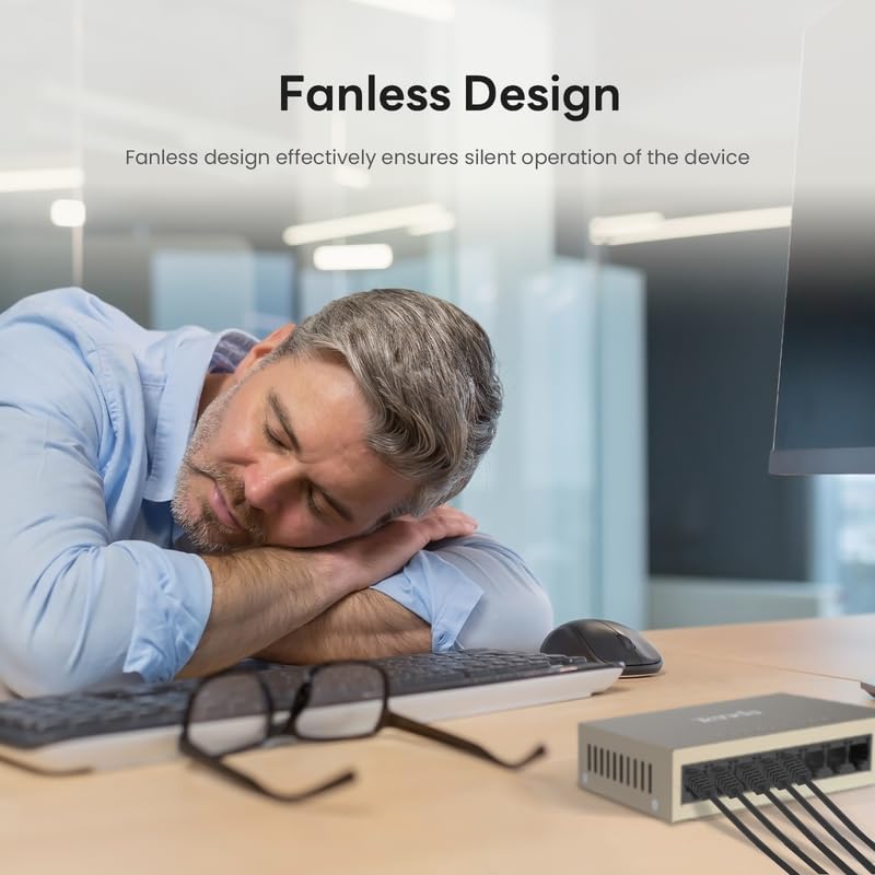 Tenda Teg1008M, 8 Port Gigabit Switch, Unmanaged Ethernet Switch With Traffic Optimization, Plug & Play, Fanless & Metal Design