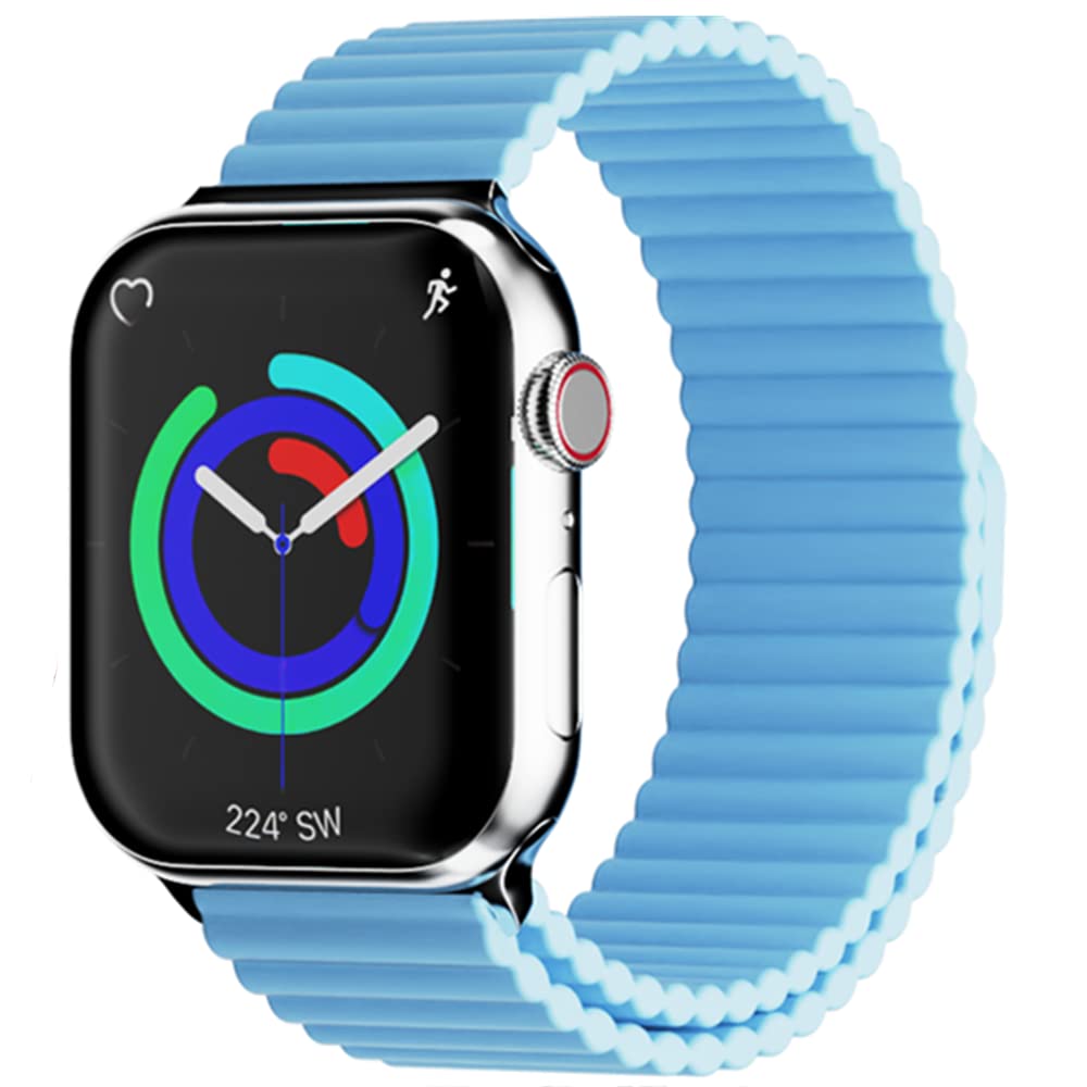 HeiKe Magnetic Silicone Band Compatible for Apple Watch Band 49mm 46mm 45mm 44mm 42mm Men Women,Sport Loop Adjustable Replacemen