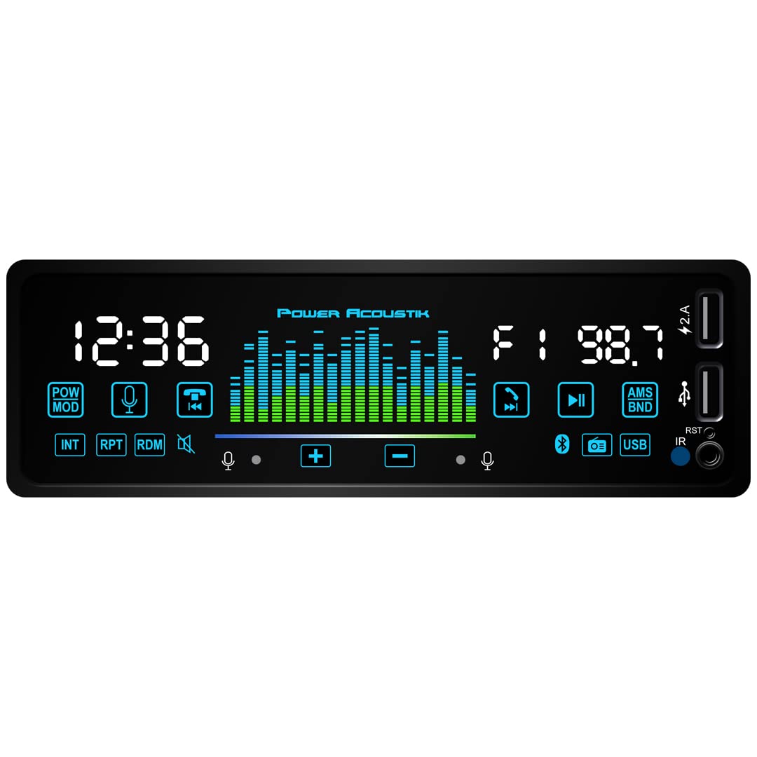 Power Acoustik Pl 60Mb Single Din Mp3 Car Stereo, Touch Panel, Google Voice Control, Hand Motion, Bluetooth, 1 Din Usb Aux