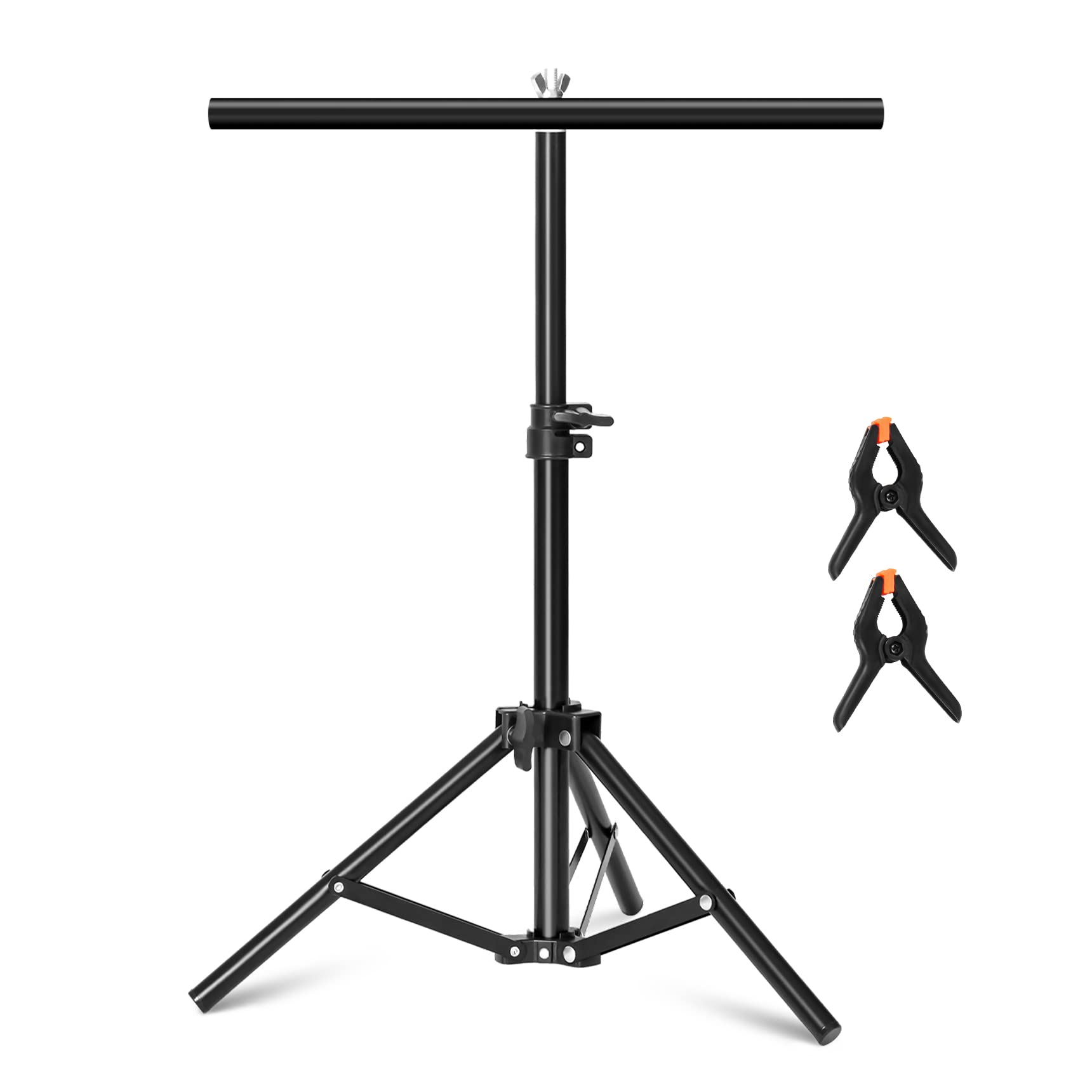 Selens Photography Backdrop Stand 30 Inches Small T Shape Support Light Stands Mini Holder For Photo Studio Tabletop Desktop Background Paper, T Shape Background Support Stand Crossbar With 2 Clamps