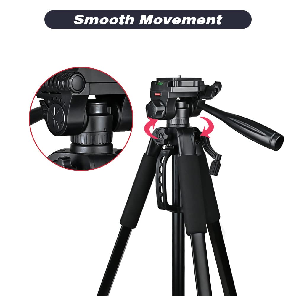 67'' (170Cm) Phone Tripod & Camera Stand, Lightweight Portable Camera Tripods, Extendable Tripod Stand (59Cm To 170Cm), Red Colo