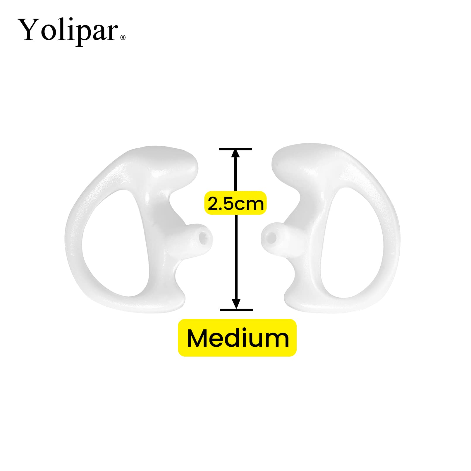 Yolipar Replacement Soft Silicone Eardud Earmold For Walkie Talkie Audio Kit Air Acoustic Tube Earpiece Headset (White, Medium(1