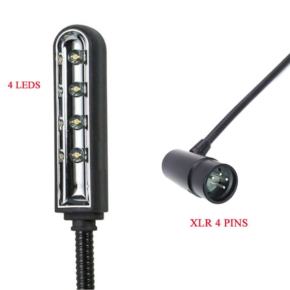 JXRYWF 22 inch LED Studio Gooseneck Lamp XLR 4-Pin Right Angle 12V DC 1W Black