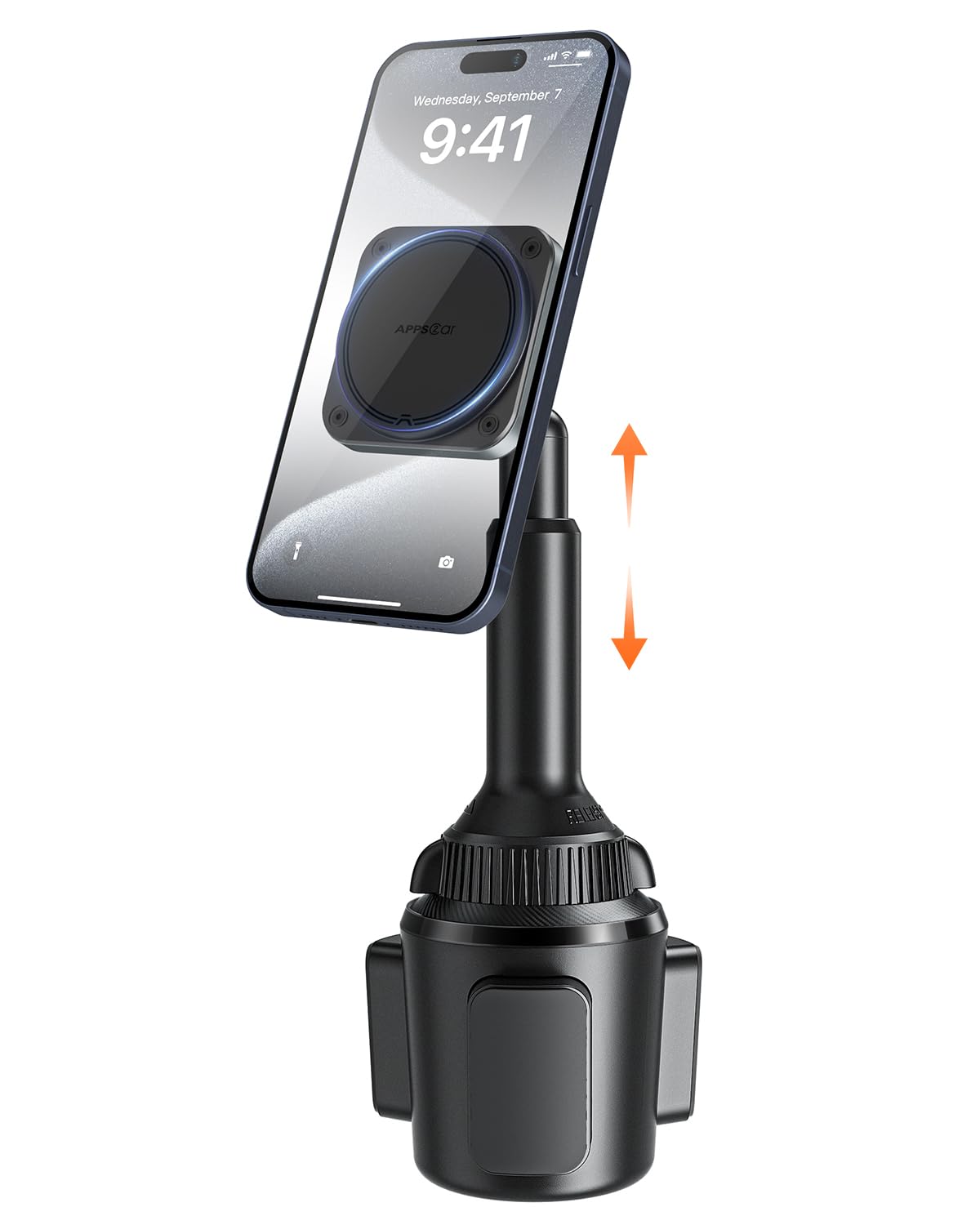 Apps2Car For Magsafe Cup Holder Phone Holder, [20 X N55 Magnets] Magnetic Cupholder Car Mount With Quick Extension Long Arm For 