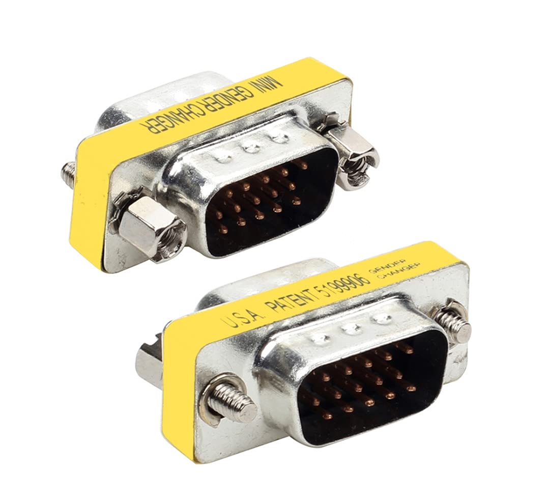 Luo Qiufa 2 Pcs Vga Svga Hd15 Male-To-Male Mini Gender Converter Coupler Cable Adapter
