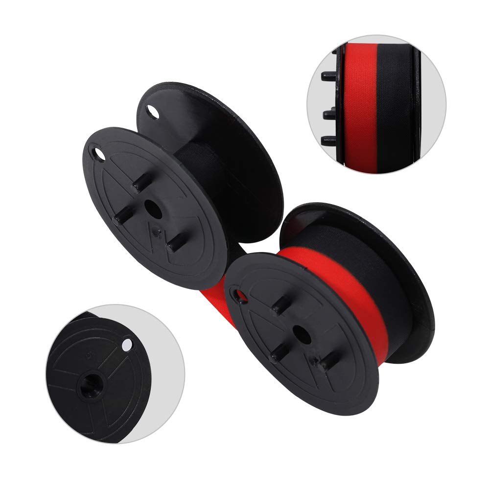 Bigger Replacement For Porelon 11216 Universal Twin Spool Calculator Ribbon For Nukote Br80C, Sharp El 1197Piii, Dataproducts R3027, Casio Dr 210R, Canon Mp11Dx Mp25Dv, Black And Red, 12 Pack