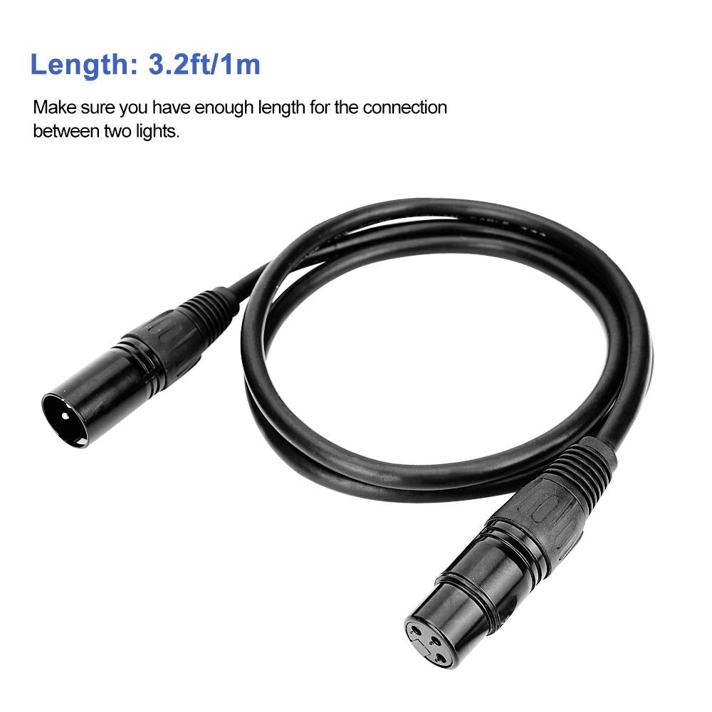 Worldlite 3.2Ft Dmx Cable, 10Pcs 1 Meter Dmx Signal Cables Signal Wires, 3 Pin Xlr Male To Female Stage Light Signal Cable With
