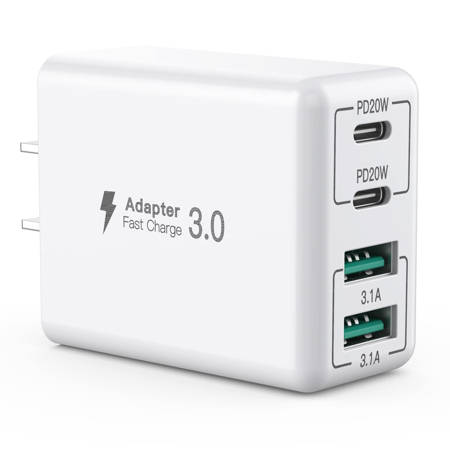 Usb C Wall Charger, 40W 4 Port Usb C Charger Block, Fast Charging Block Dual Port Pd+Qc Wall Plug Multiport Type C For Iphone 14