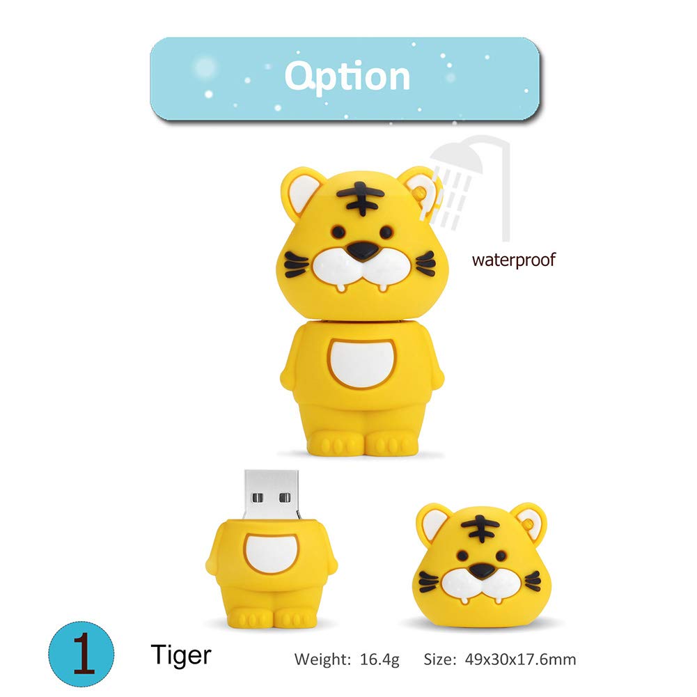 16Gb Usb Flash Drive Pack Of 5 Pcs, Borlterclamp Cute Animal Pattern Usb Drive Thumb Drive Memory Stick, Gift For Students And Children