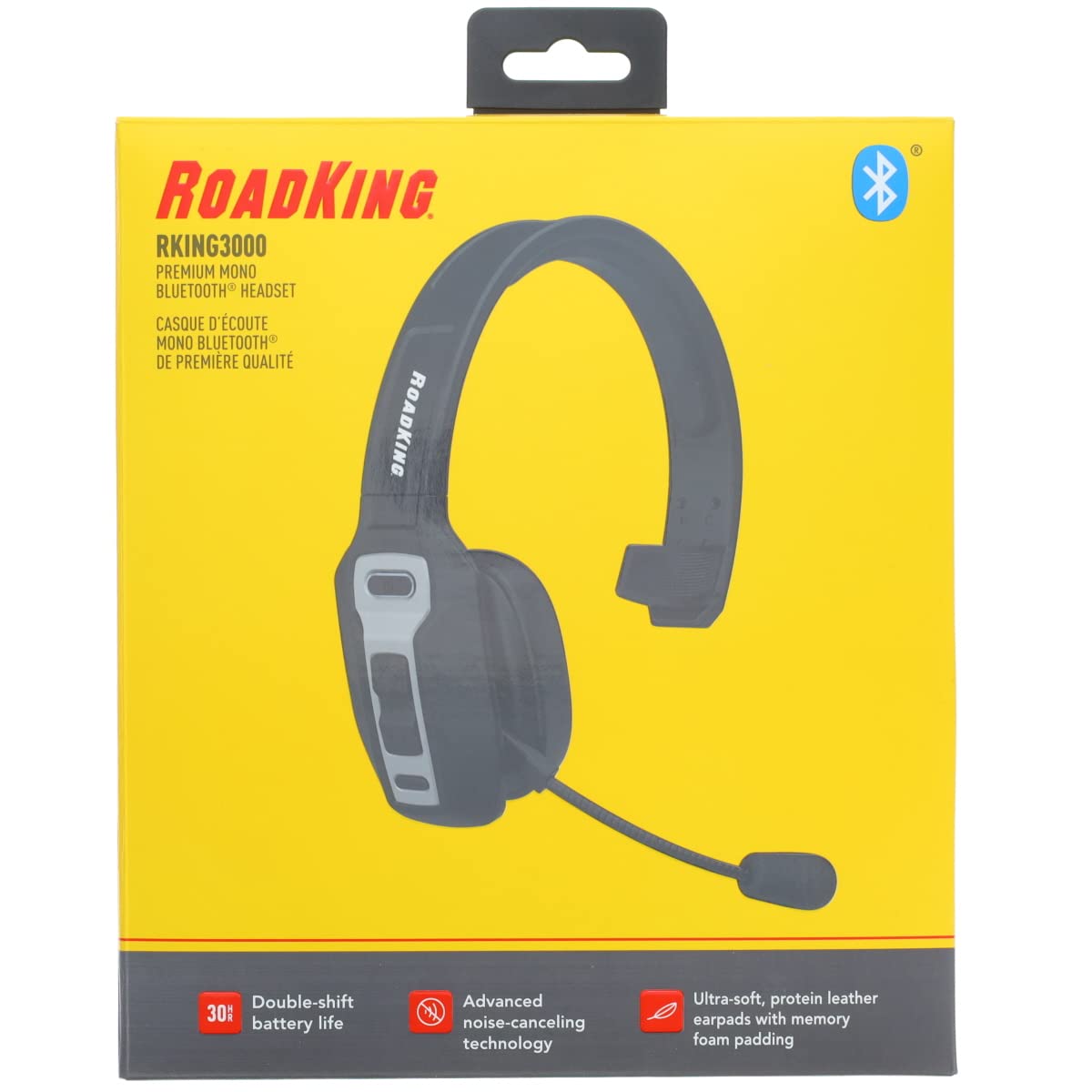 Roadking Truck Driver Headset Rking3000 Noise Cancelling Bluetooth(R) Headset Wireless Trucker Headset W Mic Premium, Black