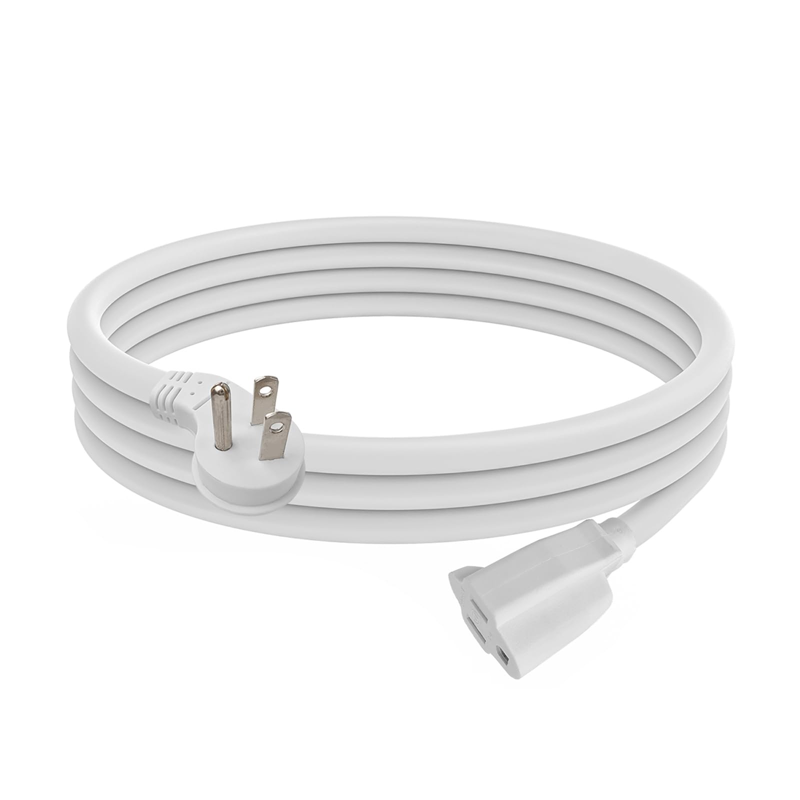 Ultra Explore 10 Ft Flat Plug Extension Cord, 16 Awg 3 Prong Grounded Extension Cord White Flat Plug, Low Profile Extension Wire