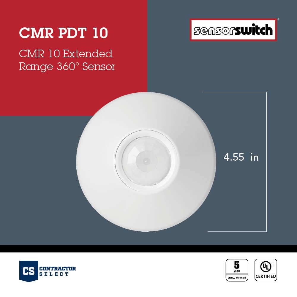 Sensor Switch Cmr Pdt 10 Contractor Select Range, Dual Technology Ceiling Mount Occupancy Sensor, Extended, Relay Included