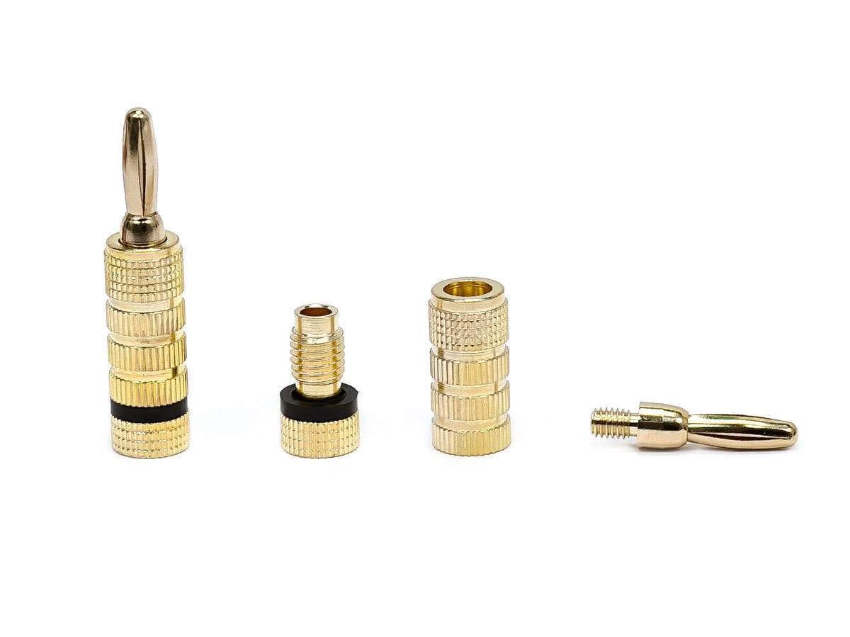 Monoprice Gold Plated Speaker Banana Plugs Closed Screw Type 109436 12-18 AWG 5 Pairs