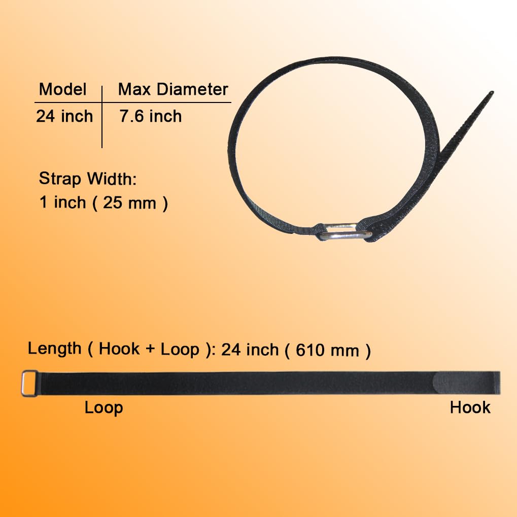Vigaer 24 Inch Hook And Loop Cable Strap   Reusable Fastening Strap   12 Pack 1 Inch Wide Nylon Cable Cinch Wrap