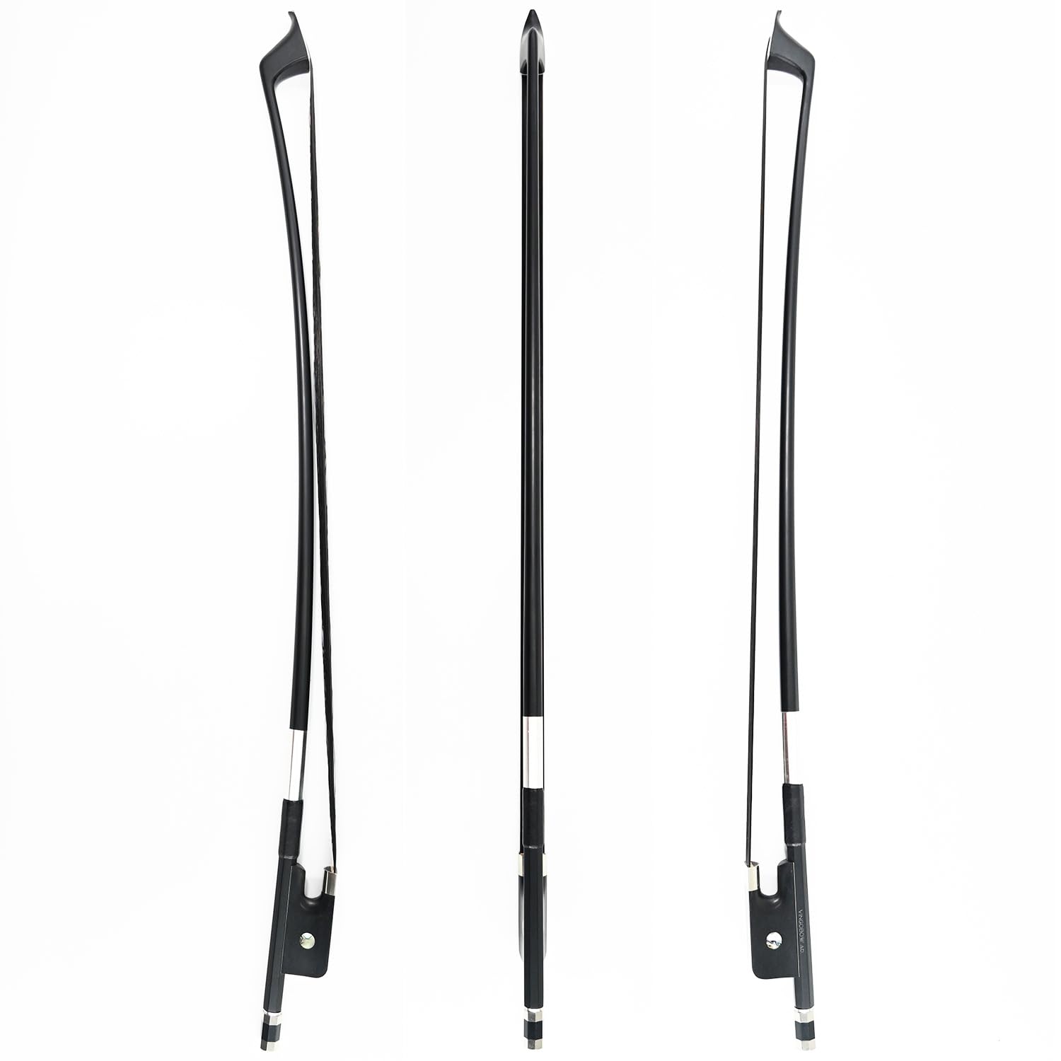 4/4 Size Natural Black Mongolia Horsehair French Carbon Fiber Double Bass Bow Art No. 100Bfb