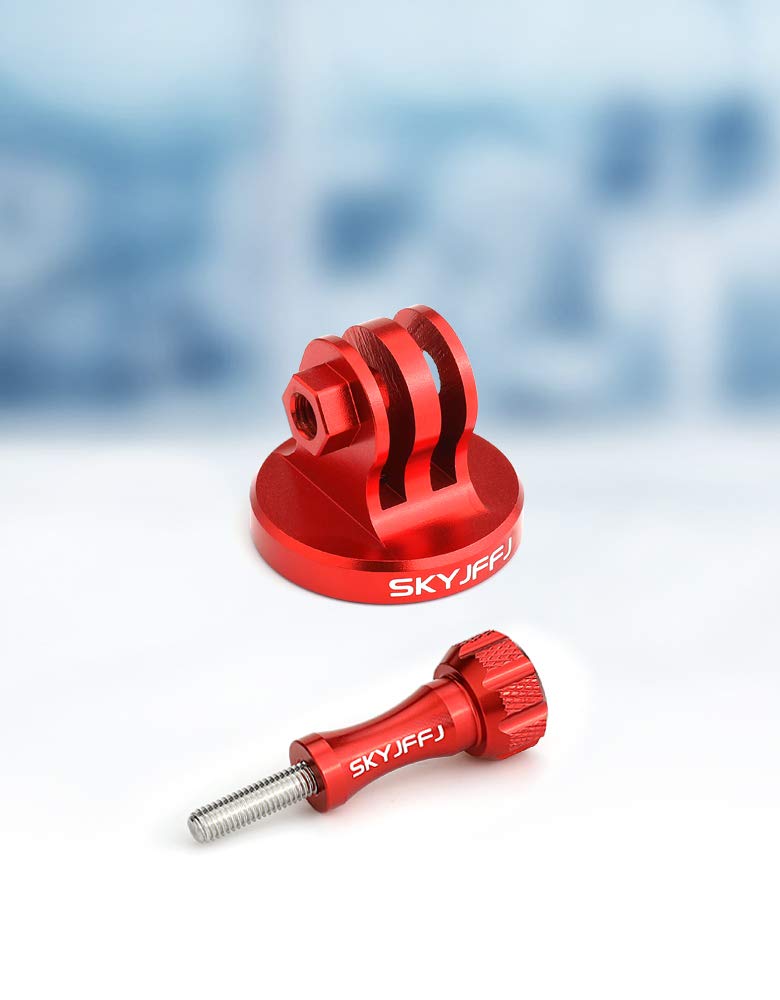 Skyjffj Aluminum Tripod Adapter Attachment  Bolt  Adapter For Monopod Mount With Aluminum Cnc Thumbscrew Compatible Action Camera Gopro Hero 8/9/10/11/12 Tripod Mount Dji Osmo(Red)