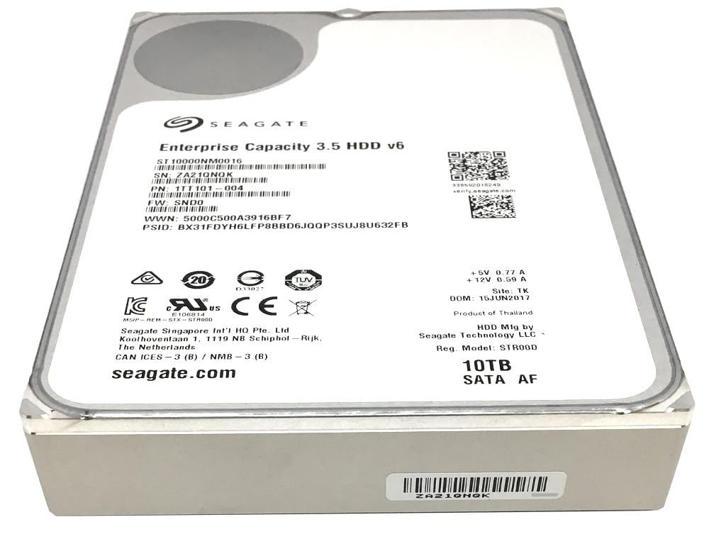 Seagate Enterprise Capacity | St10000Nm0016 | 10Tb 7200 Rpm Sata 6.0Gb/S 256Mb Cache Hyperscale 512E 3.5'' Hard Disk Drives