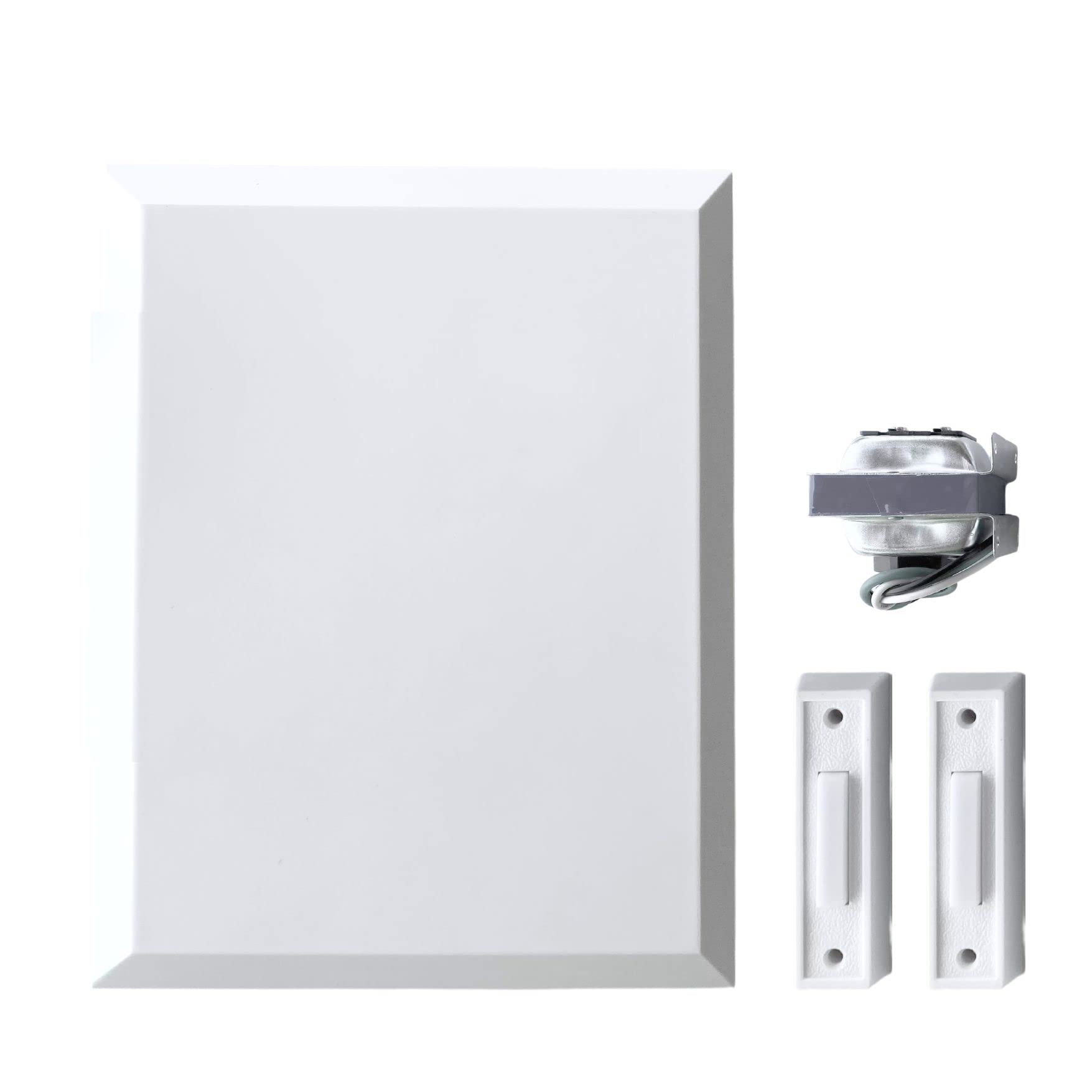 IQ America DW1402A Basic Wired DoorBell Chime Complete Kit 2 Tone Melody Chime Door Bell with 2 Nonlighted White Pushbuttons an