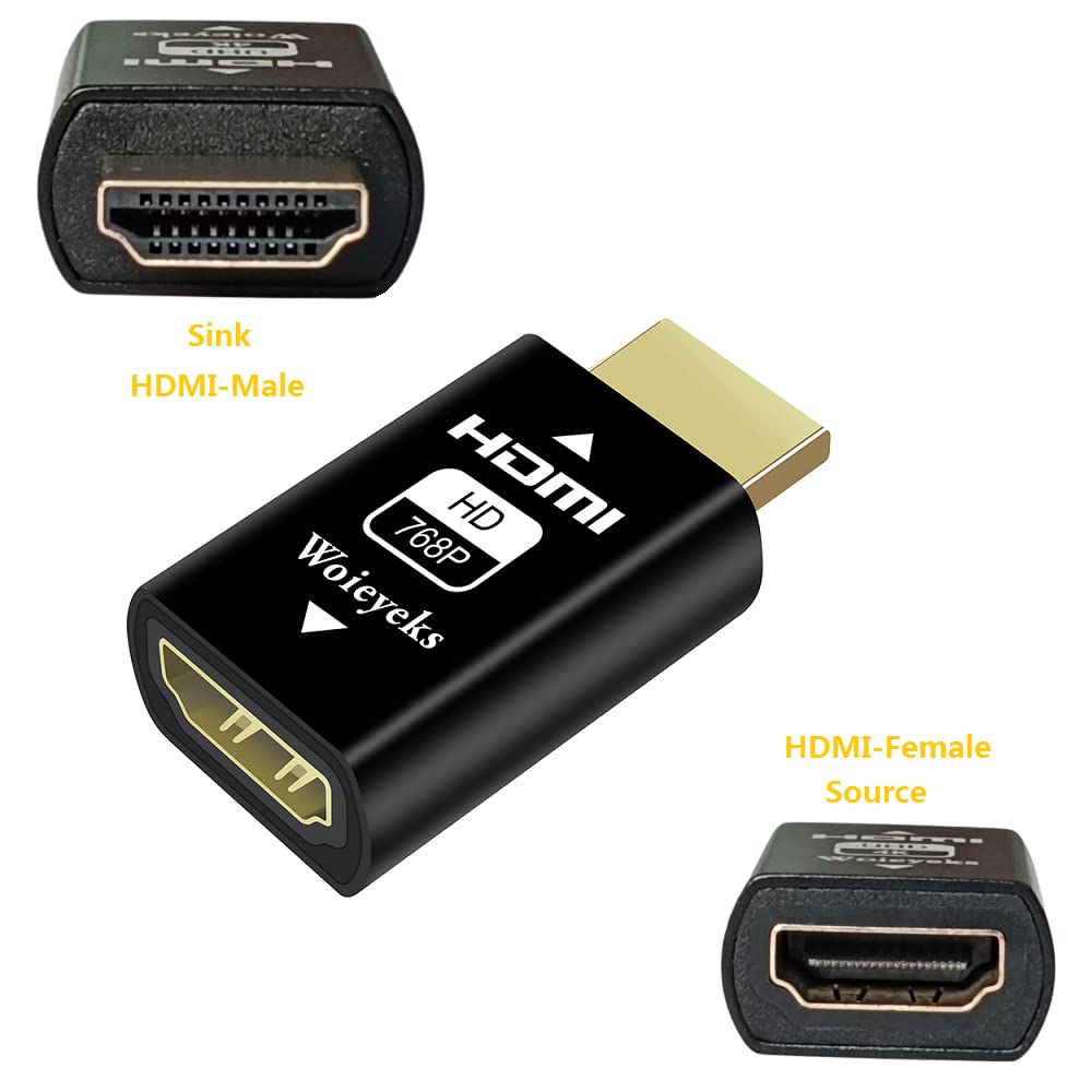 Woieyeks Hdmi Edid Emulator Passthrough  1024X768@60Hz Default Resolution Hdmi Dummy Plug Headless Ghost Display Edid Stabilzer